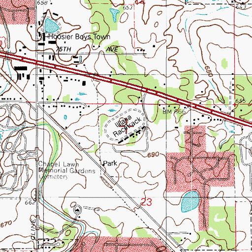 Topographic Map of Illiana Racetrack, IN