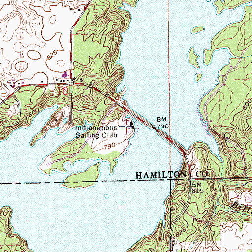 Topographic Map of Indianapolis Sailing Club, IN