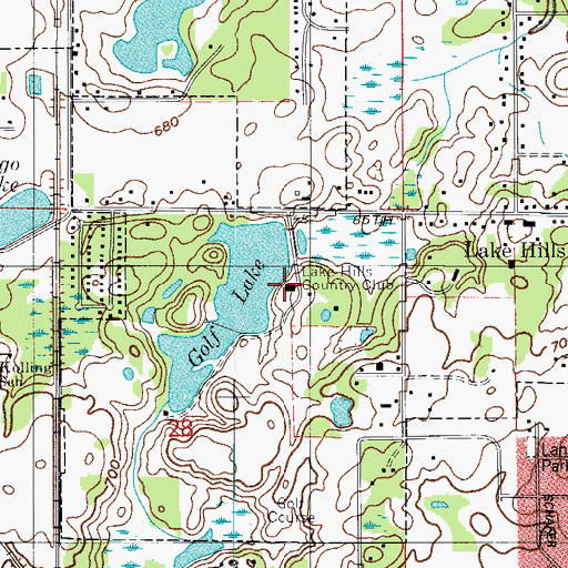 Topographic Map of Lake Hills Golf and Country Club (historical), IN