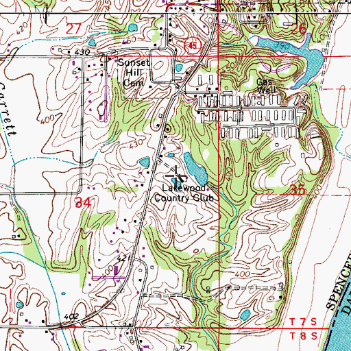 Topographic Map of Lakewood Country Club, IN