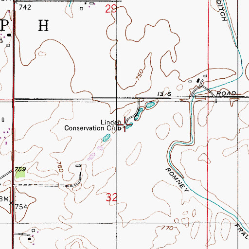 Topographic Map of Linden Conservation Club, IN