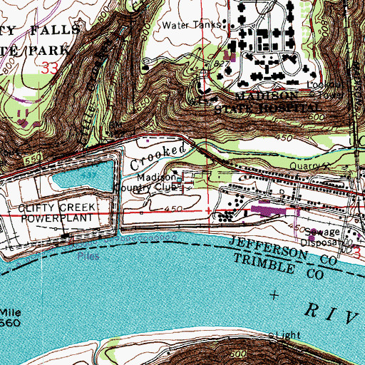 Topographic Map of Madison Country Club, IN