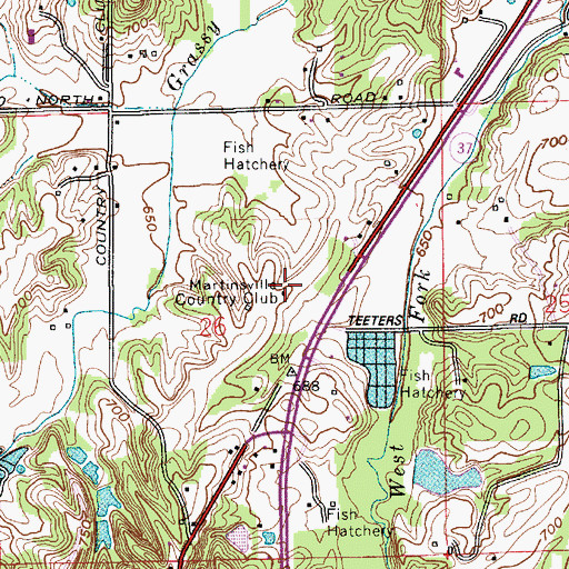 Topographic Map of Martinsville Country Club, IN