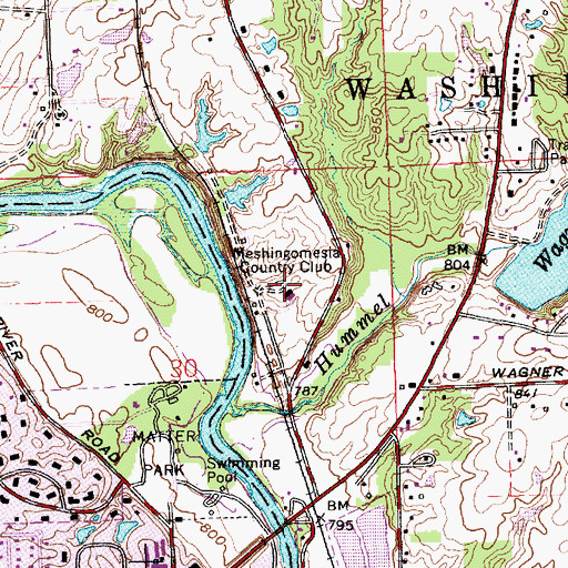 Topographic Map of Meshingomesta Country Club, IN