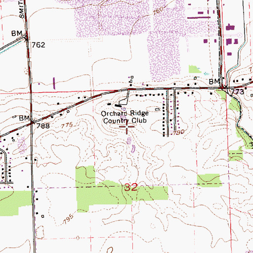 Topographic Map of Orchard Ridge Country Club, IN