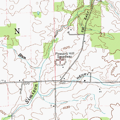 Topographic Map of Pleasant Hill Speedway, IN