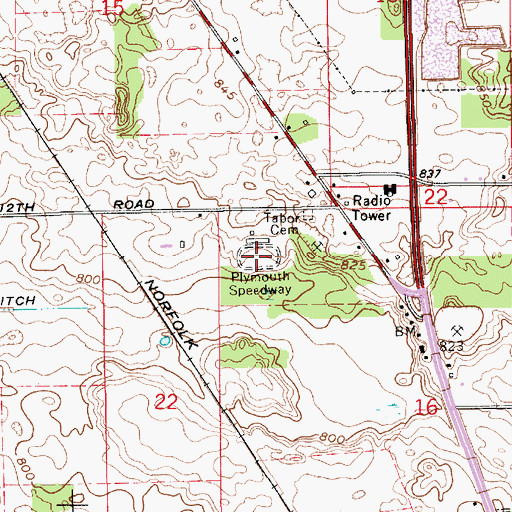 Topographic Map of Plymouth Speedway, IN
