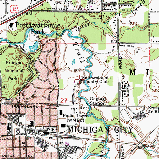 Topographic Map of Pottawattamie Country Club, IN