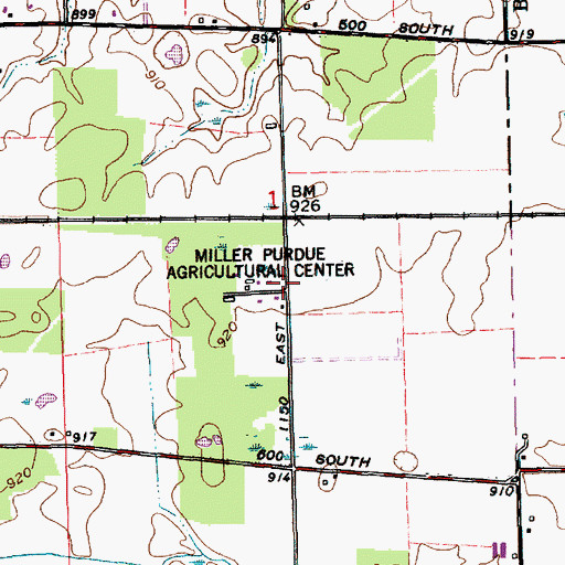Topographic Map of Purdue University Memorial Farm, IN