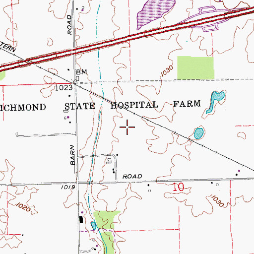 Topographic Map of Richmond State Hospital Farm, IN