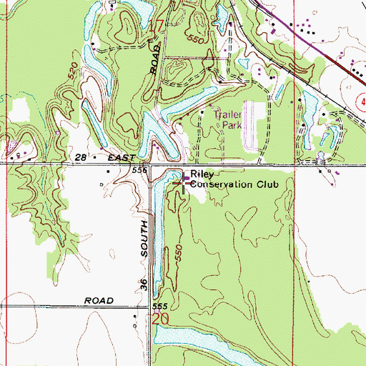 Topographic Map of Riley Conservation Club, IN