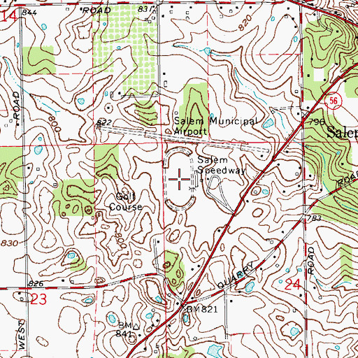 Topographic Map of Salem Speedway, IN