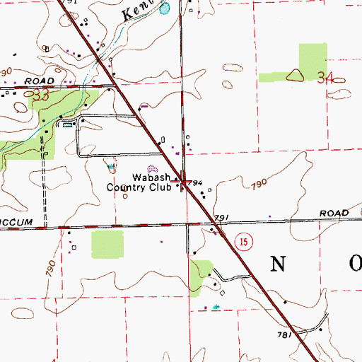 Topographic Map of Wabash Country Club, IN