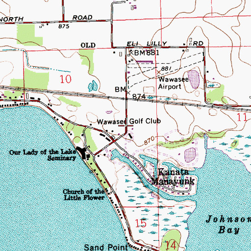 Topographic Map of Wawasee Golf Club, IN
