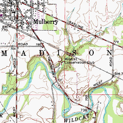 Topographic Map of Wildcat Conservation Club, IN