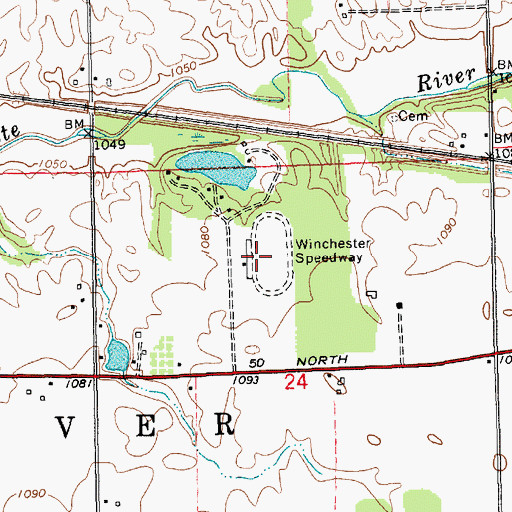 Topographic Map of Winchester Speedway, IN