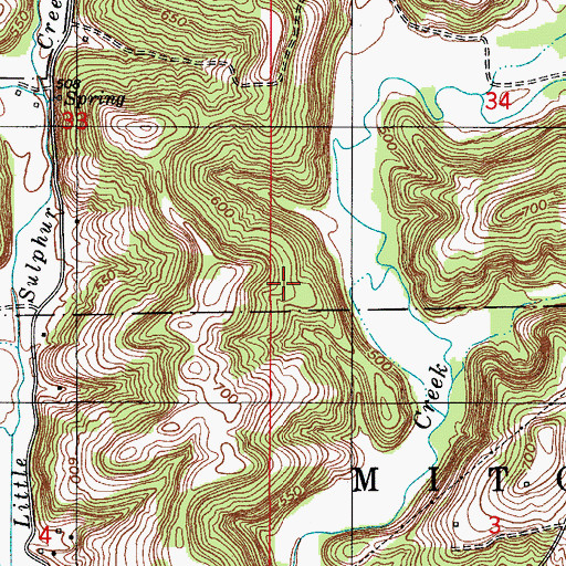 Topographic Map of Township of Mitcheltree, IN