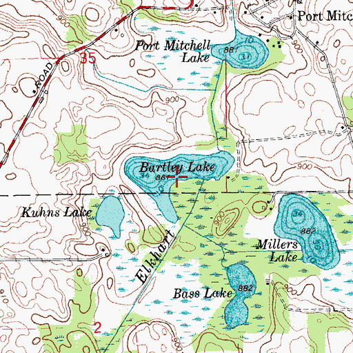 Topographic Map of Bartley Lake, IN