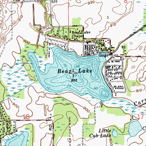 Topographic Map of Bear Lake, IN