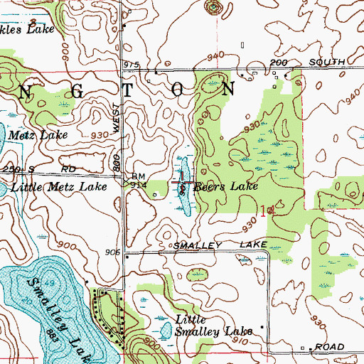 Topographic Map of Beers Lake, IN