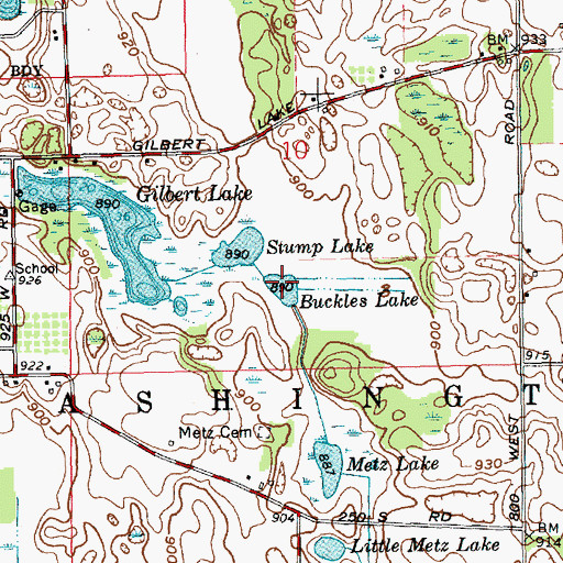 Topographic Map of Buckles Lake, IN