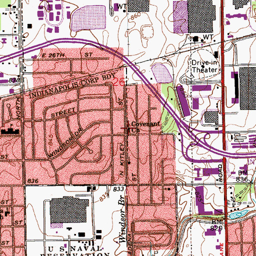 Topographic Map of Covenant Church, IN
