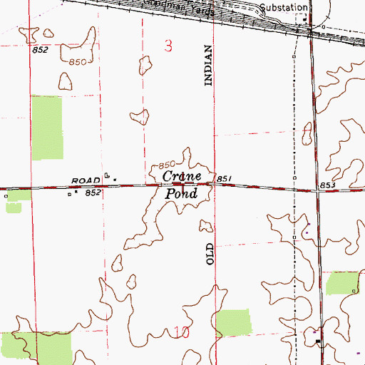 Topographic Map of Crane Pond, IN
