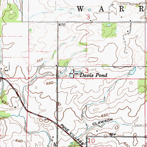 Topographic Map of Davis Pond, IN
