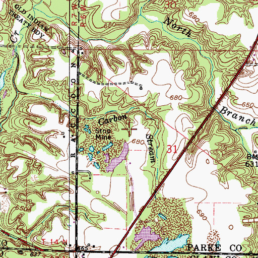 Topographic Map of Ebenezer Creek, IN