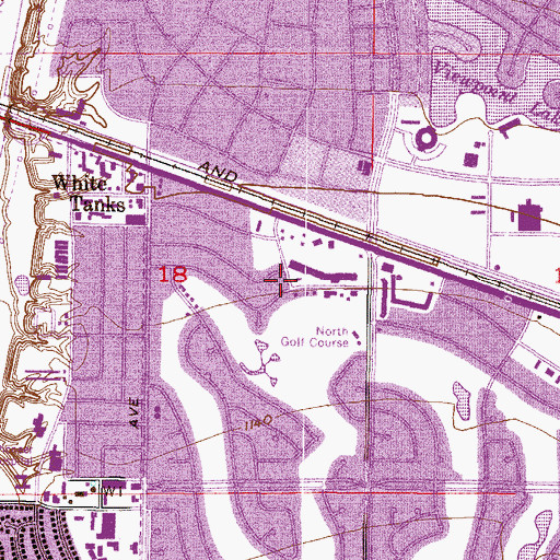 Topographic Map of KONC-FM (Sun City), AZ
