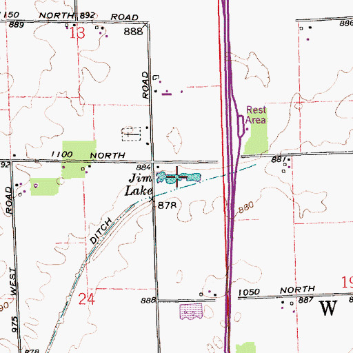 Topographic Map of Jim Lake, IN