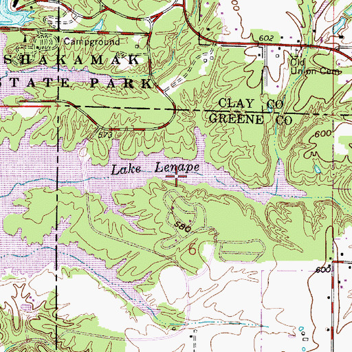 Topographic Map of Lake Lenape, IN