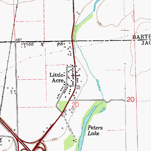 Topographic Map of Little Acre, IN