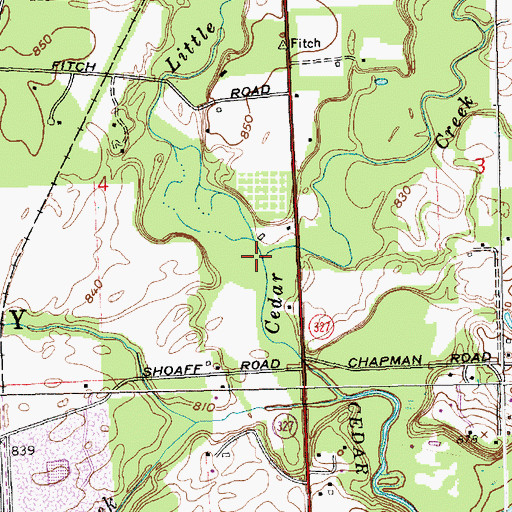 Topographic Map of Little Cedar Creek, IN