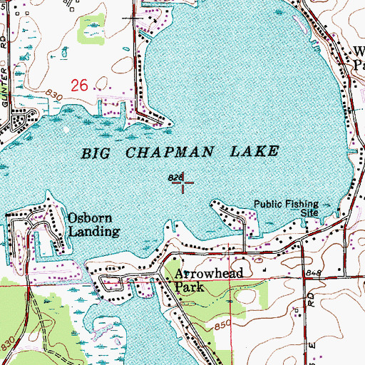 Topographic Map of Little Chapman Lake, IN
