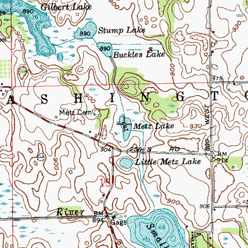 Topographic Map of Metz Lake, IN
