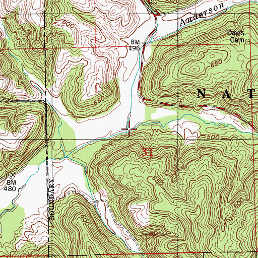Topographic Map of Mitchell Creek, IN