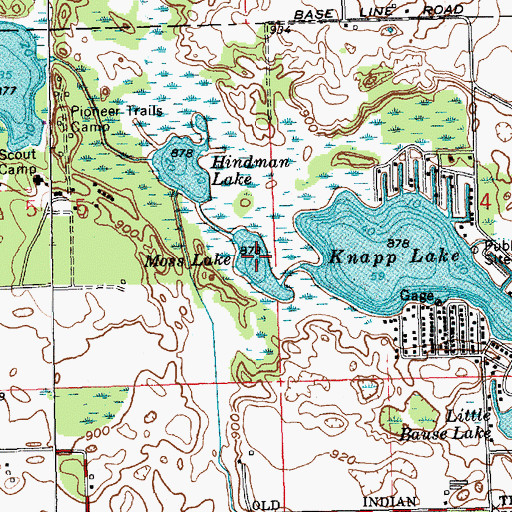 Topographic Map of Moss Lake, IN