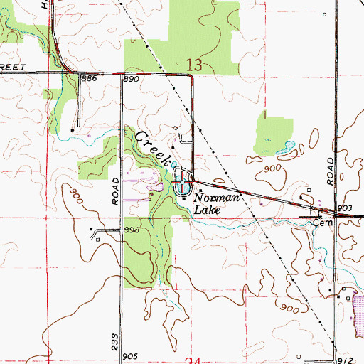 Topographic Map of Norman Lake, IN
