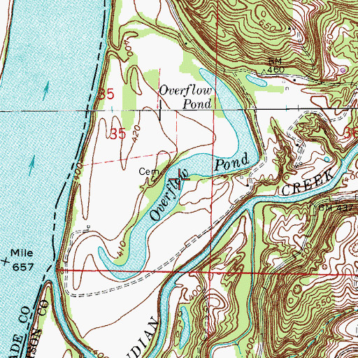 Topographic Map of Overflow Pond, IN