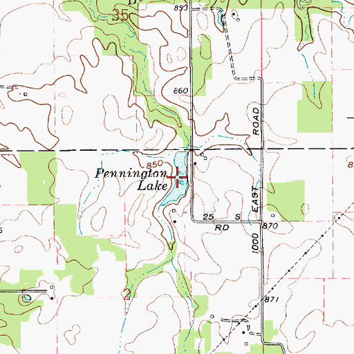 Topographic Map of Pennington Lake, IN