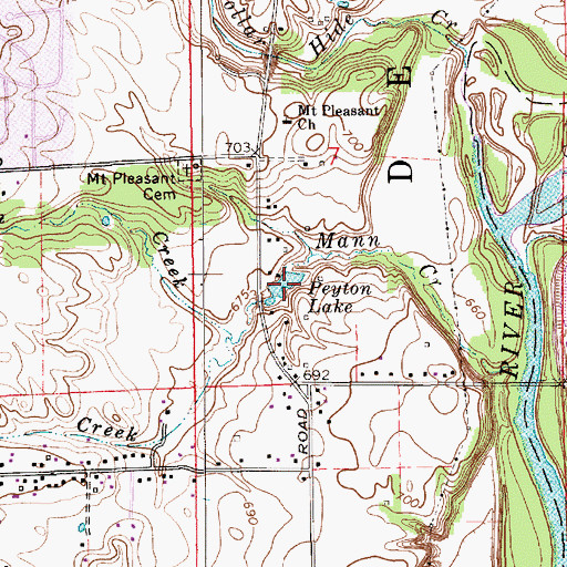 Topographic Map of Peyton Lake, IN