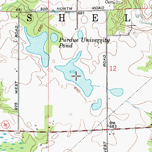 Topographic Map of Purdue University Pond, IN