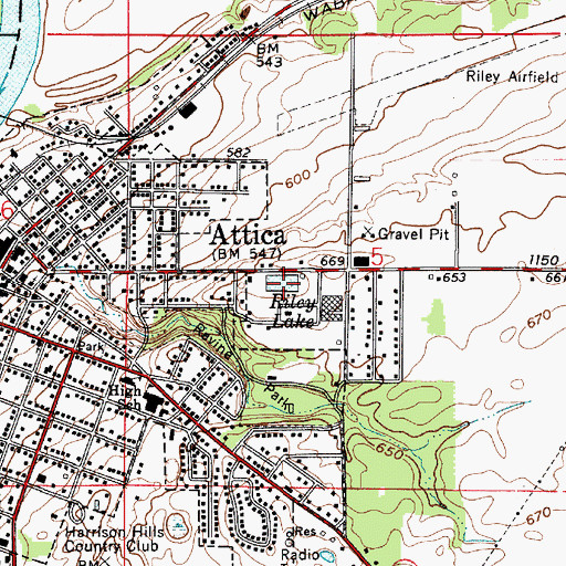 Topographic Map of Riley Lake, IN