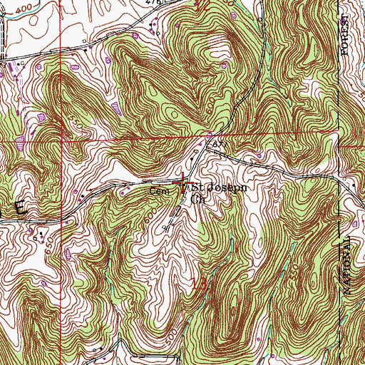 Topographic Map of Saint Josephs Church, IN