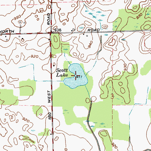 Topographic Map of Scott Lake, IN