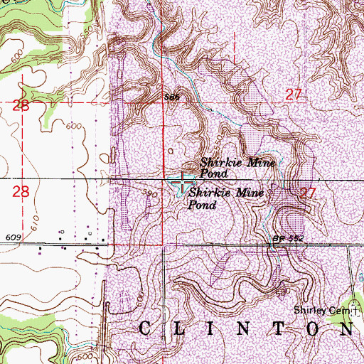 Topographic Map of Shirkie Mine Pond, IN