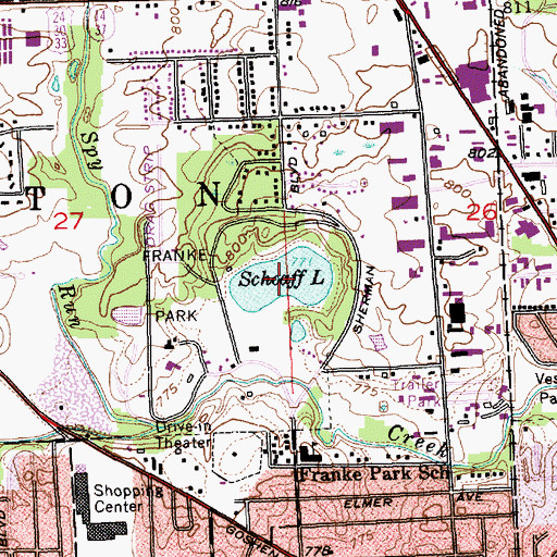 Topographic Map of Shoaff Lake, IN