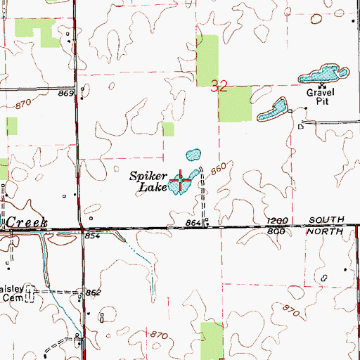 Topographic Map of Spiker Lake, IN