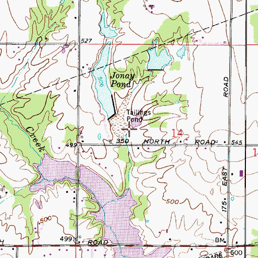 Topographic Map of Tailings Pond, IN
